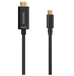 Cable Conversor HDMI 4K Aisens A109-0623/ USB Tipo-C Macho - HDMI Macho/ Hasta 27W/ 1250Mbps/ 80cm/ Negro