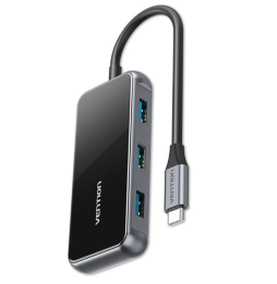 Hub USB Tipo-C Vention TFDHB/ 4xUSB/ 1xUSB Tipo-C PD/ Gris