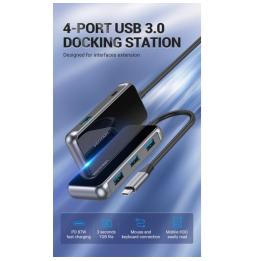 Hub USB Tipo-C Vention TFDHB/ 4xUSB/ 1xUSB Tipo-C PD/ Gris