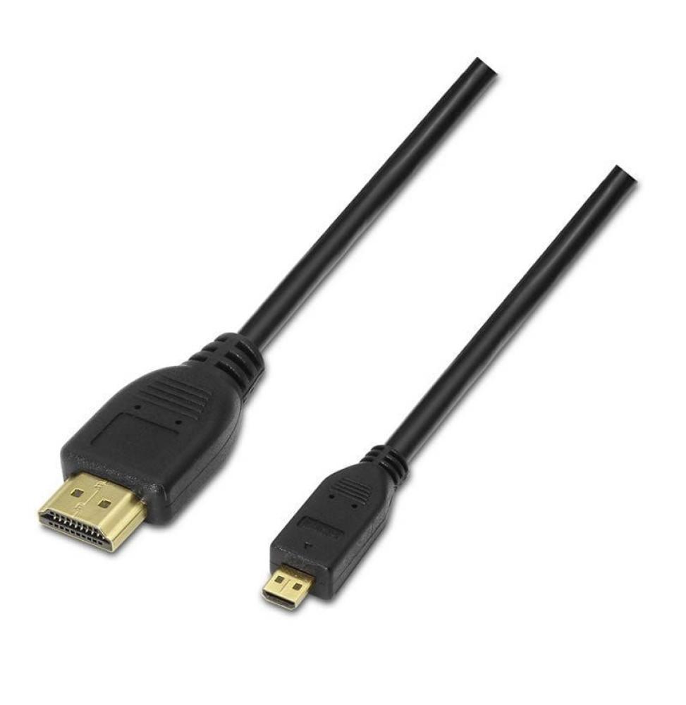 Cable Micro HDMI Aisens A119-0116/ HDMI Macho - Micro HDMI Macho/ Hasta 10W/ 720Mbps/ 80cm/ Negro