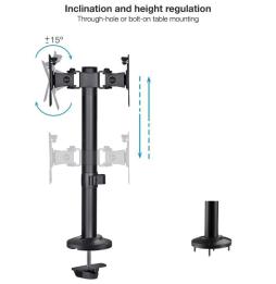 Soporte para 2 Monitores TooQ DB1132TN-B/ hasta 8kg