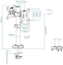 Soporte para 2 Monitores TooQ DB1132TN-B/ hasta 8kg