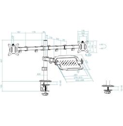 Soporte para 2 Monitores y 1 Portátil TooQ DB1202TN-B/ hasta 9kg