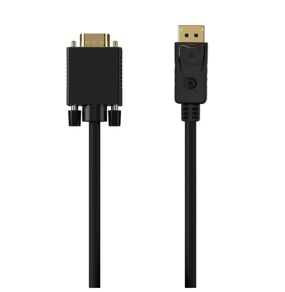 Cable Conversor Aisens A125-0552/ Displayport Macho - VGA Macho/ Hasta 5W/ 2300Mbps/ 1m/ Negro