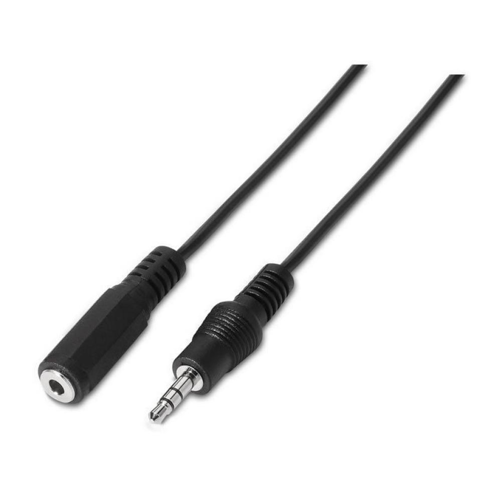 Adaptador Estéreo Aisens A128-0146/ Jack 3.5 Macho - Jack 3.5 Hembra/ Hasta 0.1W/ 3m/ Negro