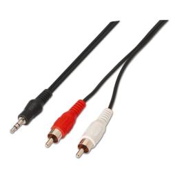 Cable Estéreo Aisens A128-0147/ Jack 3.5 Macho - 2x RCA Macho/ Hasta 0.1W/ 1.5m/ Negro