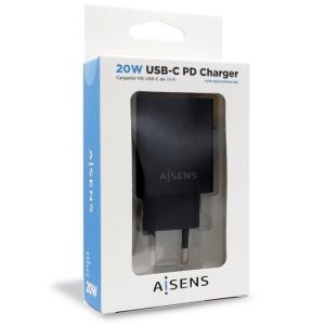 Cargador de Pared Aisens ASCH-1PD20-BK/ 1xUSB Tipo-C/ 20W