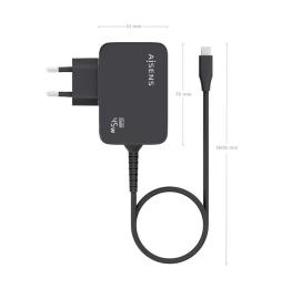 Cargador Gan de Pared Aisens ASCH-1PD45WL032-BK/ 1xUSB Tipo-C + Cable 1.8m/ 45W