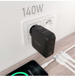 Cargador Gan de Pared Aisens ASCH-140W3P031-BK/ 2xUSB Tipo-C/ 1xUSB/ 140W