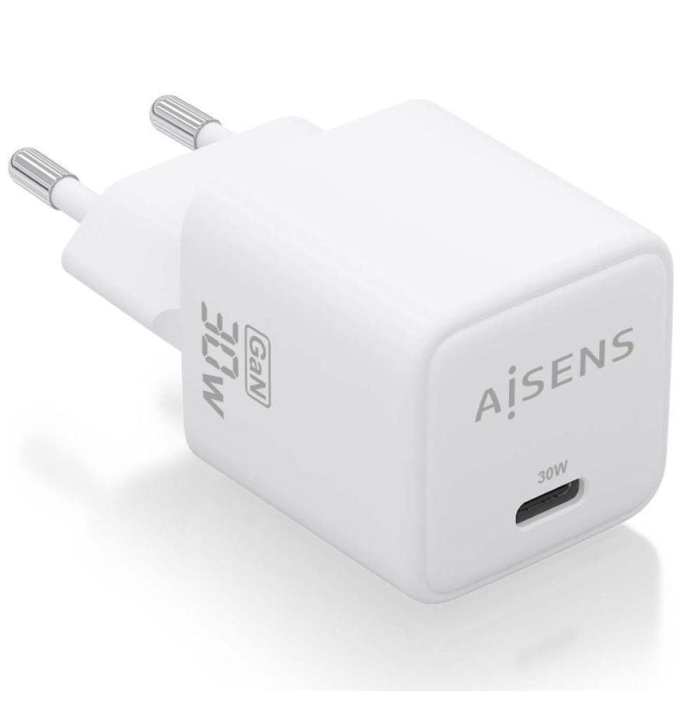 Cargador Gan de Pared Aisens ASCH-30W1P035-W/ 1xUSB Tipo-C/ 30W