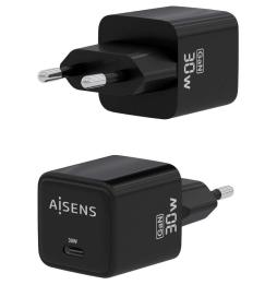 Cargador Gan de Pared Aisens ASCH-30W1P036-BK/ 1xUSB Tipo-C/ 30W