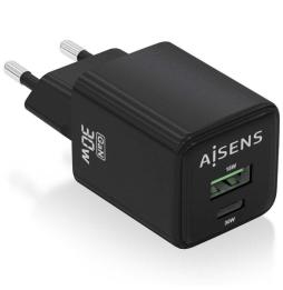 Cargador Gan de Pared Aisens ASCH-30W2P038-BK/ 1xUSB Tipo-C/ 1xUSB/ 30W