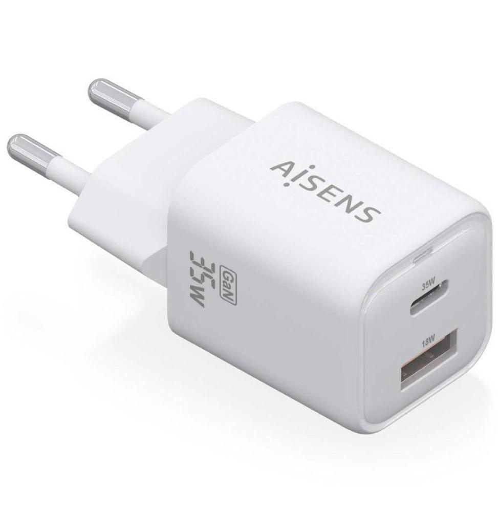 Cargador Gan de Pared Aisens ASCH-35W2P024-W/ 1xUSB Tipo-C/ 1xUSB/ 35W