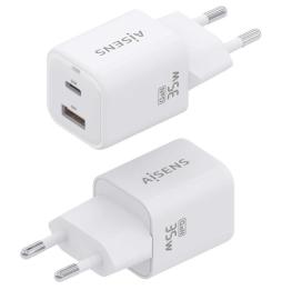 Cargador Gan de Pared Aisens ASCH-35W2P024-W/ 1xUSB Tipo-C/ 1xUSB/ 35W