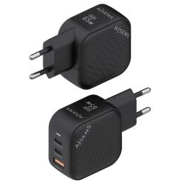 Cargador Gan de Pared Aisens ASCH-65W3P027-BK/ 2xUSB Tipo-C/ 1xUSB/ 65W