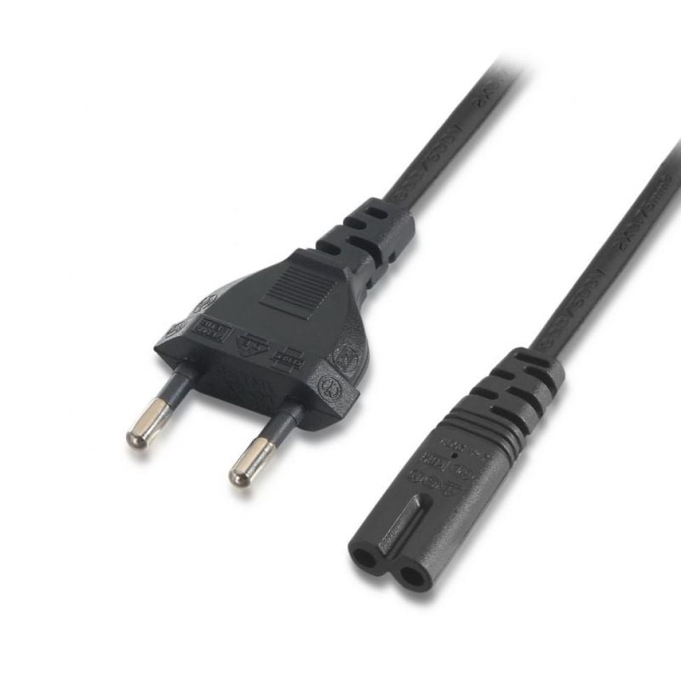 Cable Alimentación Forma 8 Aisens A132-0173/ CEE7/16 Macho - C7 Hembra/ Hasta 1500W/ 1.5m/ Negro