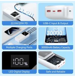 Powerbank 30000mAh Vention FHMW0/ 22.5W/ Blanca