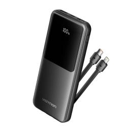 Powerbank 10000mAh Vention FHOB0/ 22.5W/ Negra/ Incluye Cable USB TIpo-C y Lightning