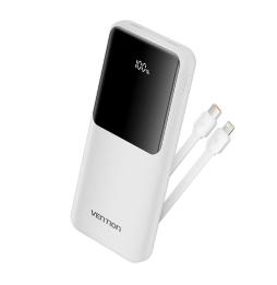 Powerbank 10000mAh Vention FHOW0/ 22.5W/ Blanca/ Incluye Cable USB TIpo-C y Lightning