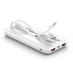 Powerbank 10000mAh Vention FHOW0/ 22.5W/ Blanca/ Incluye Cable USB TIpo-C y Lightning