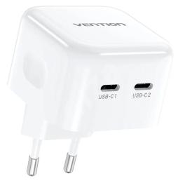 Cargador Gan de Pared Vention FBPW0-EU/ 2xUSB Tipo-C/ 35W