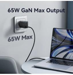 Cargador Gan de Pared Vention FERW0-EU/ 2xUSB Tipo-C/ 1xUSB/ 65W