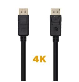 Cable DisplayPort 1.2 4K Aisens A124-0455/ DisplayPort Macho - DisplayPort Macho/ 1m/ Negro