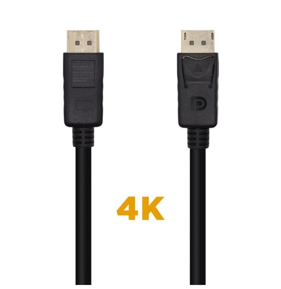 Cable DisplayPort 1.2 4K Aisens A124-0455/ DisplayPort Macho - DisplayPort Macho/ 1m/ Negro