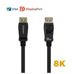 Cable DisplayPort 1.4 8K Aisens A149-0430/ DisplayPort Macho - DisplayPort Macho/ 50cm/ Certificado/ Negro