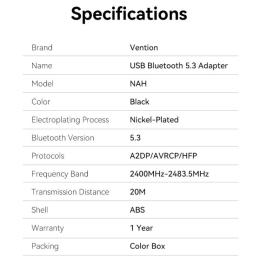 Adaptador USB - Bluetooth Vention NAHB0