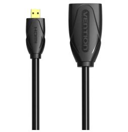 Cable Alargador Micro HDMI 4K Vention ABBBF/ Micro HDMI Macho - HDMI Hembra/ 1m/ Negro