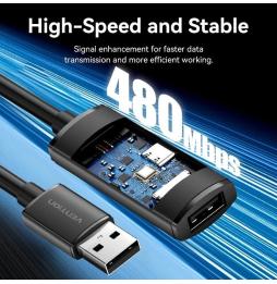 Cable Alargador USB 2.0 Vention CBKBJ/ USB Macho - USB Hembra/ 480Mbps/ 5m/ Negro