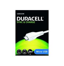 Cable USB 2.0 Duracell USB5023W/ USB Macho - MicroUSB Macho/ 2m/ Blanco