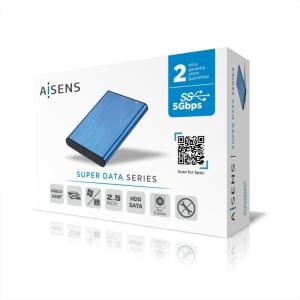 Caja Externa para Disco Duro de 2.5' Aisens ASE-2525BLU/ USB 3.1/ Sin tornillos