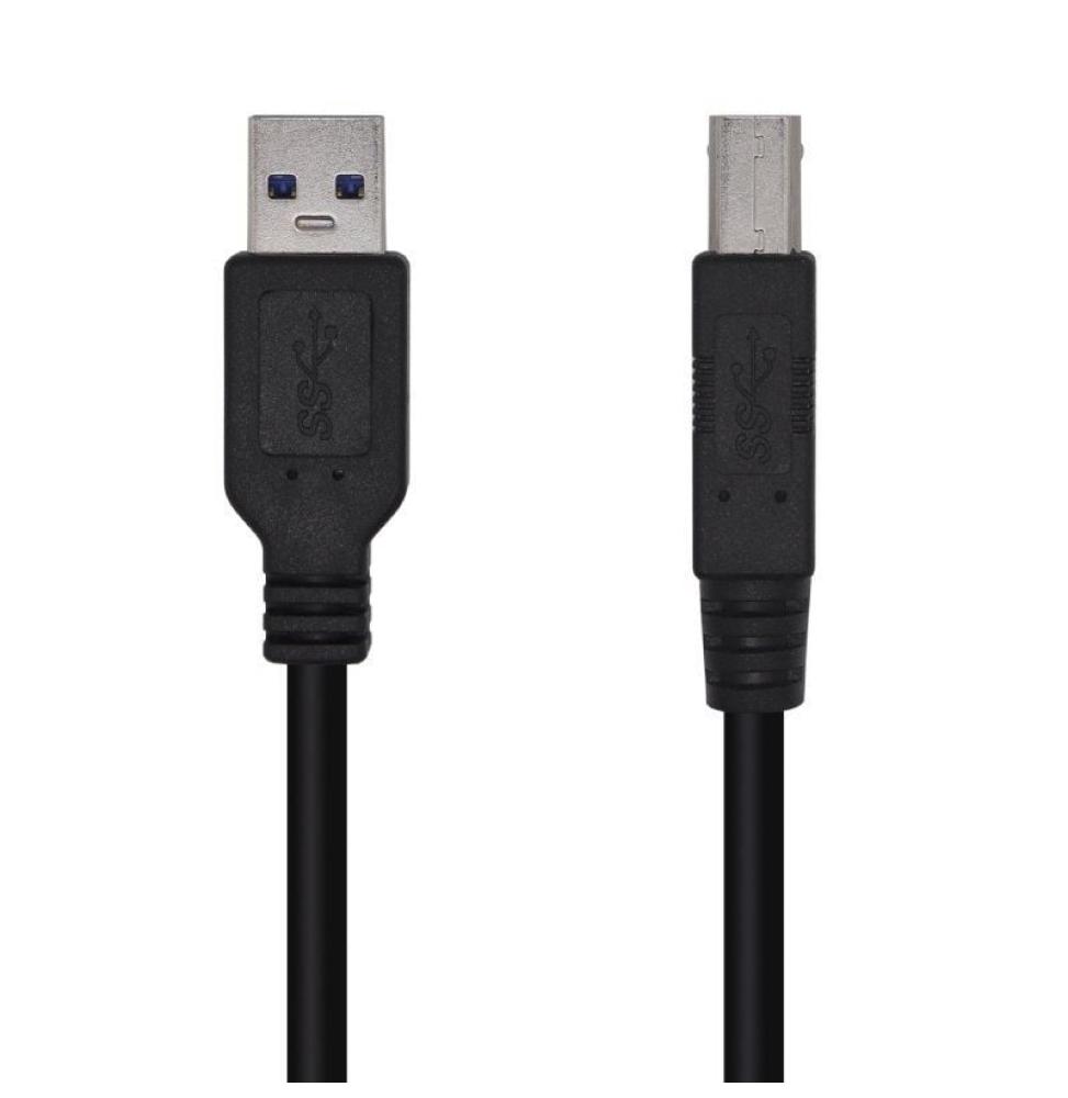 Cable USB 3.0 Impresora Aisens A105-0444/ USB Tipo-B Macho - USB Macho/ 2m/ Negro