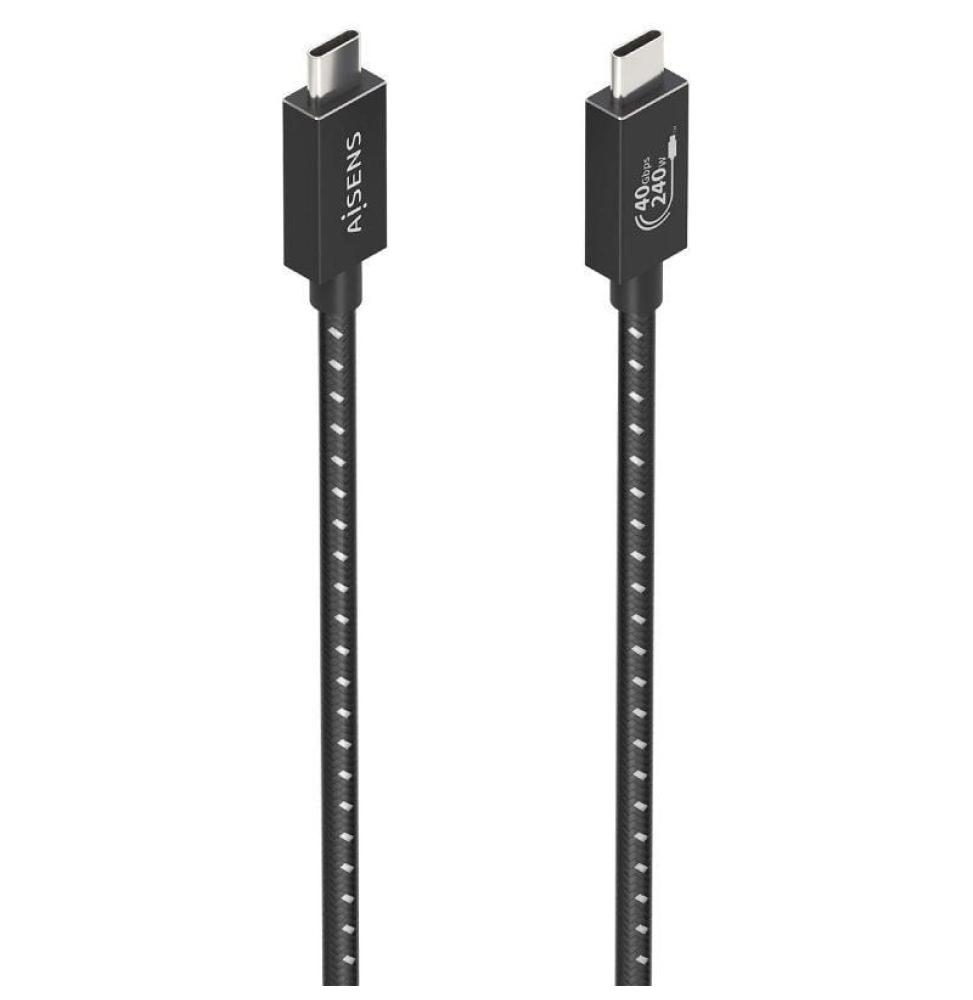 Cable USB 4.0 Tipo-C Aisens A156-0868/ USB Tipo-C Macho - USB Tipo-C Macho/ Hasta 240W/ 40Gbps/ 1.5m/ Gris