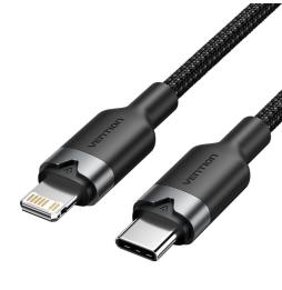 Cable USB Tipo-C Lightning Vention LALBH/ USB Tipo-C Macho - Lightning Macho/ 27W/ 480Mbps/ 2m/ Negro