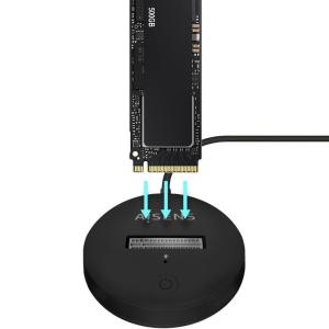 Dock USB Tipo-C para SSD M2 SATA/NVMe Aisens ASUC-M2D013-BK/ Negro