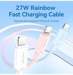 Cable USB 2.0 Tipo-C Lightning Vention LAKPH/ USB Tipo-C Macho - Lightning Macho/ Hasta 27W/ 480Mbps/ 2m/ Rosa