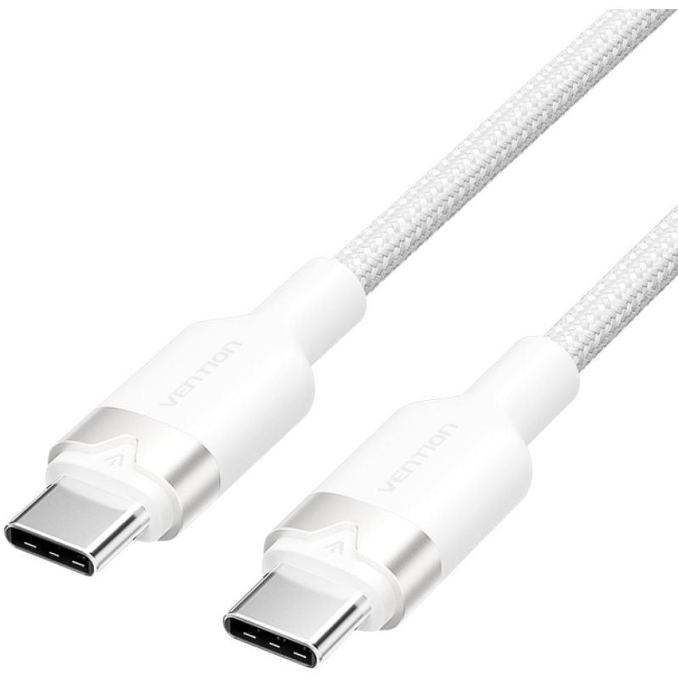 Cable USB 2.0 Tipo-C 3A Vention TRDWF/ USB Tipo-C Macho - USB Tipo-C Macho/ Hasta 60W/ 480Mbps/ 1m/ Blanco