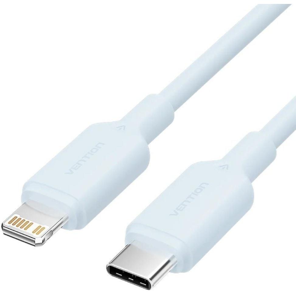 Cable USB 2.0 Tipo-C Lightning Vention LAKSH/ USB Tipo-C Macho - Lightning Macho/ Hasta 27W/ 480Mbps/ 2m/ Azul