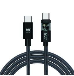 Cable USB 2.0 Tipo-C Woxter PE26-186/ USB Tipo-C Macho - USB Tipo-C Macho/ Hasta 100W/ 480Mbps/ 2m/ Negro