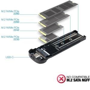 Caja Externa para Disco SSD M.2 NVMe TooQ TQE-2201R/ USB 3.1 Gen2/ Sin tornillos