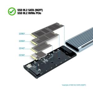 Caja Externa para Disco SSD M.2 NVMe TooQ TQE-2221G/ USB 3.1 Gen2/ Sin tornillos