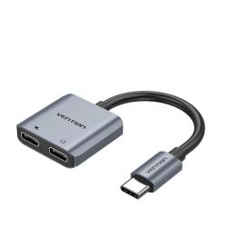 Conversor USB Tipo-C Vention BGZHA/ USB Tipo-C Macho - 2x USB Tipo-C Hembra (Audio y Carga)