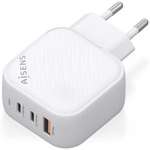 Cargador Gan de Pared Aisens ASCH-65W3P026-W/ 2xUSB Tipo-C/ 1xUSB/ 65W