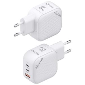 Cargador Gan de Pared Aisens ASCH-65W3P026-W/ 2xUSB Tipo-C/ 1xUSB/ 65W