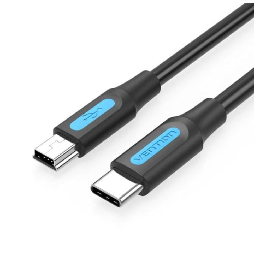 Cable USB 2.0 Tipo-C Vention COWBD/ USB Tipo-C Macho - MiniUSB Macho/ Hasta 10W/ 480Mbps/ 50cm/ Negro