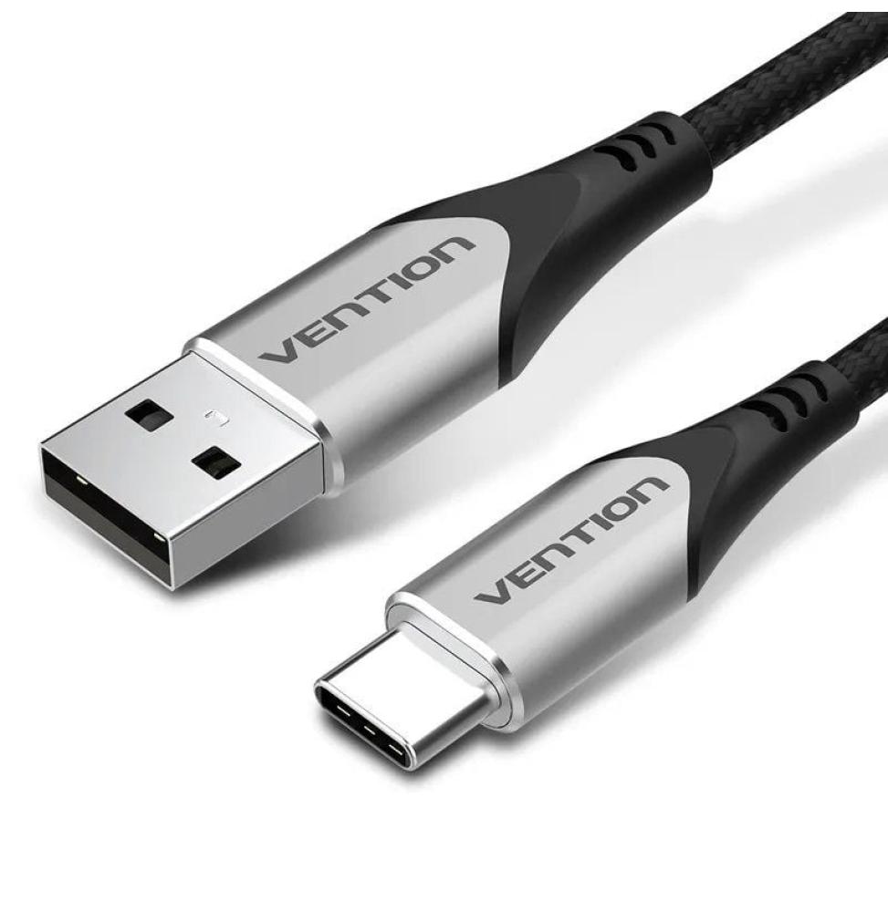 Cable USB Tipo-C Vention CODHD/ USB Tipo-C Macho - USB Macho/ Hasta 60W/ 480Mbps/ 50cm/ Gris