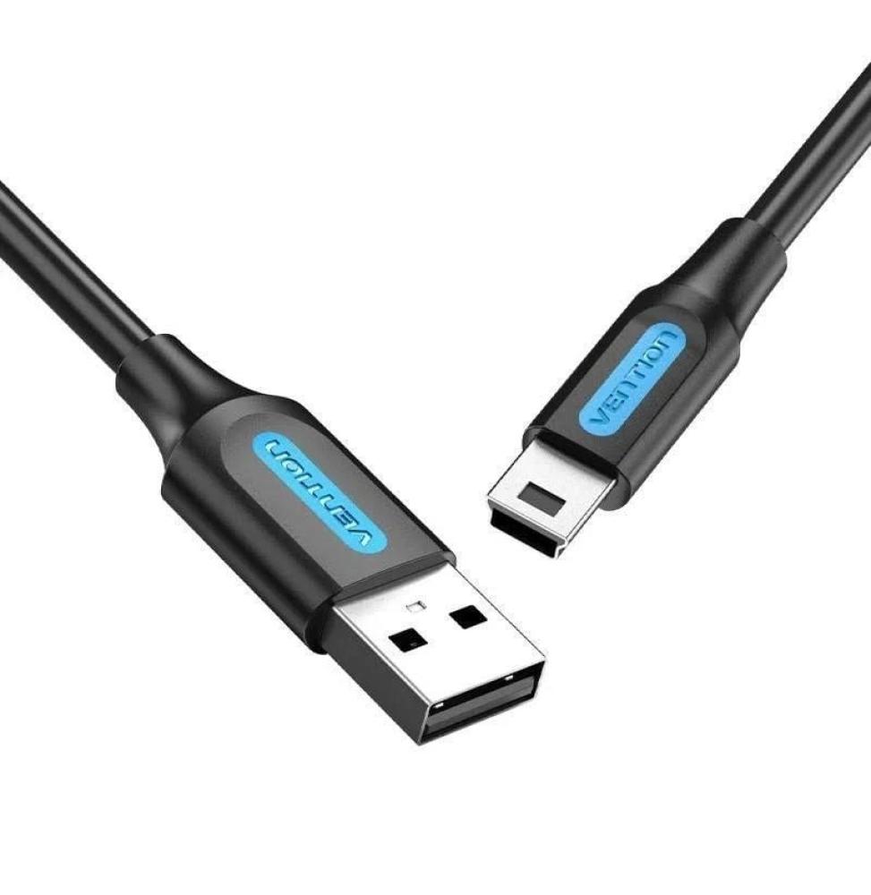 Cable USB 2.0 Vention COMBD/ USB Macho - MiniUSB Macho/ Hasta 10W/ 480Mbps/ 50cm/ Negro